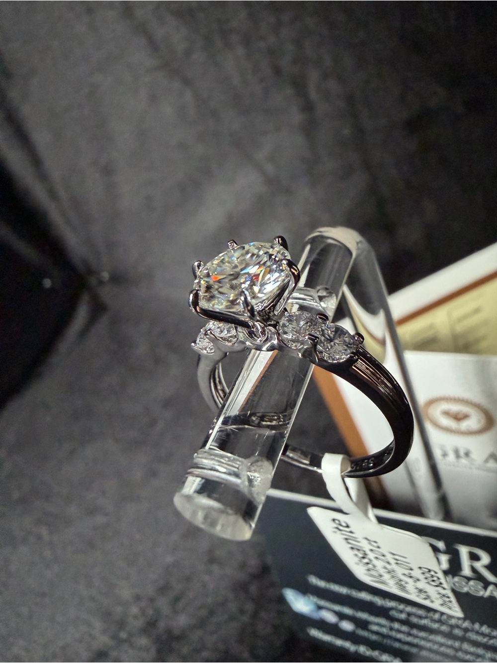 GRA 2ct Round White Moissanite Prong Engagement Ring S925 Size 8
